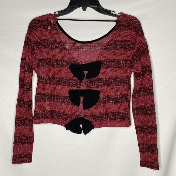 Sophia + Zeke Striped Bow Back Sweater - Picture 2 of 3